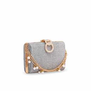 Women's <b>Silver</b> Bridal <b>Clutch</b> P15271 - Product Image 2