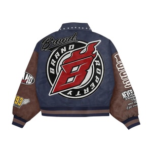 Custom Chenille Patch Embroidery Letterman <b>Jacket</b> 100% Wool Vintage Red and <b>White</b> Bomber Baseball Varsities <b>Jacket</b> for <b>Men</b> USA - Product Image 6