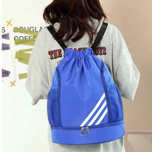Unisex Customisable Striped Basketball <b>Drawstring</b> <b>Backpack</b> Waterproof School Bag for Students Casual Sports Use Trolley Logo - Product Image 6