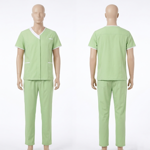 เสื้อสครับแพทย์สีดำพรีเมียม 190 GSM ผ้าโพลีคอตตอนยืดหยุ่น แต่งขอบสีขาว พร้อมปักโลโก้ตามสั่ง - Product Image 3