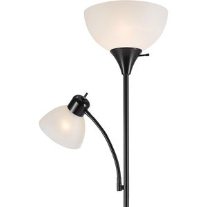 Lampada da Terra Torchiere Nera Opaca da 72 Pollici con Luce di Lettura Regolabile e Doppio Interruttore Rotante, Paralume Satinato - Product Image 4
