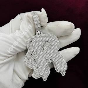 Colgante de Letra Personalizado de 33 Pulgadas con Moissanita VVS, Chapado en Oro Blanco, Estilo Hip Hop, Regalo - Product Image 3