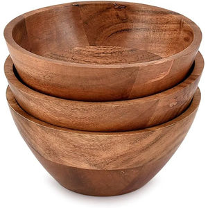 Juego de Tazones de Madera de Acacia para Servir en la Cocina, Tazones de Madera Natural Hechos a Mano para Entretener, Ecológicos, para Aperitivos, Ensaladas y Frutas - Product Image 1