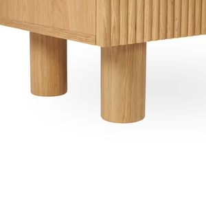 Buffet de salon autoportant moderne en teck massif avec portes cannelées - Meuble de maison - Product Image 3