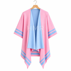 HMR Sorority Sisterhood Color Blocked Batwing Sleeve <b>Cardigan</b> Pink Blue Striped Casual <b>Long</b> Style Sweater - Product Image 5