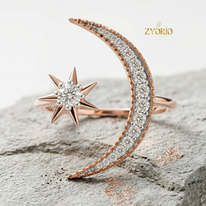 Moon Star Lab Diamond 925 <b>Sterling</b> <b>Silver</b> Open <b>Ring</b> Celestial Womens <b>Adjustable</b> <b>Ring</b> - Product Image 3