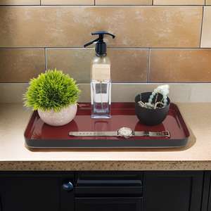 Plateau rectangulaire en fer de qualité supérieure, finition marron miroir élégante, durable et résistant à la rouille, parfait pour la décoration de la maison, le café ou le service. - Product Image 6