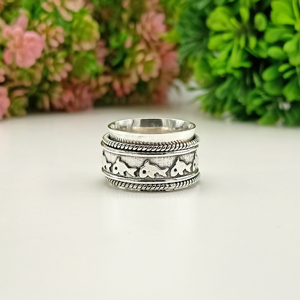 Fish <b>Spinner</b> <b>Ring</b> Ocean Fidget <b>Ring</b> Handmade Anxiety Relief <b>Ring</b> Marine Life Jewelry Boho Statement <b>Spinner</b> <b>Ring</b> - Product Image 4