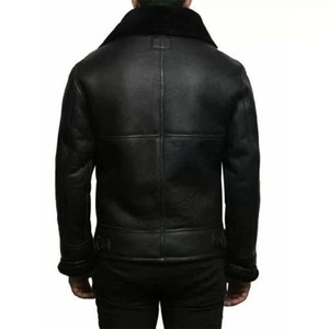 Custom <b>Men</b> Brown Leather Fur <b>Jacket</b> Beige <b>Shearling</b> Fur Collar Winter Luxury Biker <b>Jacket</b> Premium Quality Leather Fur <b>Jacket</b> <b>Men</b> - Product Image 6
