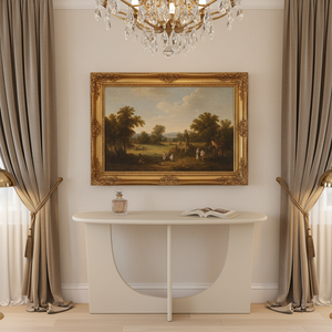 CONSOLE TABLE SIDE TABLE with Durable Rubber Wood MDF Oak Veneer for Dining Room & Restaurant Home Decoration Beige Color - Product Image 3