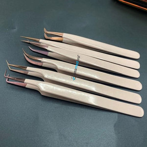 Pince à épiler professionnelle en acier inoxydable pointue pour extensions de cils, logo gravé sur mesure, design élégant or rose pêche, best-seller - Product Image 5