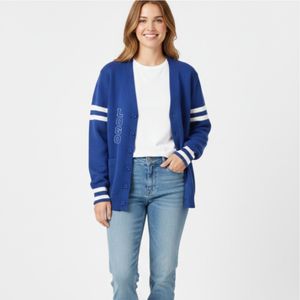 Cardigan en tricot personnalisé avec lettres grecques, boutonné sur le devant, avec poignets côtelés, style universitaire, vente en gros OEM - Product Image 5