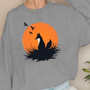 Sudaderas de mujer silueta de zorro con puesta de sol - Product Image 2