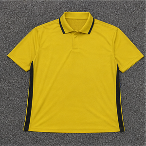 <b>Men</b> <b>Yellow</b> Short Sleeve Polo <b>Shirt</b> Solid Color Knitted Quick Dry Casual Design - Product Image 1