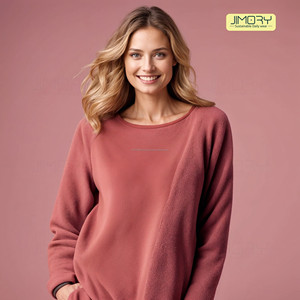 JE2001 personalizado de talla grande para mujer impermeable 100% algodón cálido polar túnica con capucha elegante y cómoda Sudadera con capucha a prueba de viento - Product Image 2