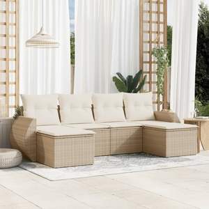 Conjunto de Sofás Modulares de Jardín de Ratán Sintético PE Beige, Muebles de Exterior Cómodos - Product Image 1