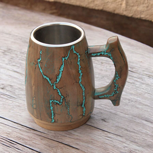 Taza de madera hecha a mano de alta calidad con detalles en acero, resistente, para uso en fiestas, hogar, oficina u hotel, suministro al por mayor. - Product Image 1