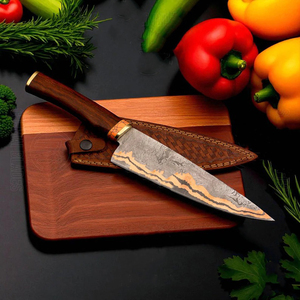 Couteau de Chef de Luxe Fait Main avec Manche en Turquoise, Couteau de Cuisine à Lame en Cuivre et Damas pour Anniversaire et Cadeau de Noël - Product Image 4