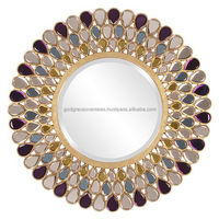 Miroir mural rond en bois moderne de luxe de qualité supérieure au design élégant pour le salon