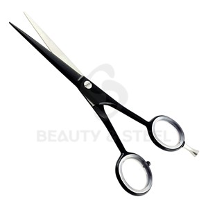 Ciseaux de coiffure professionnels noirs mats avec manche sculpté ornementé et vis de réglage pivotante - Product Image 4