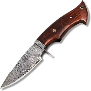 Couteau Bowie de chasse et de survie en acier Damas sur mesure ODM/OEM avec manche en bois pour le camping en plein air - Product Image 1