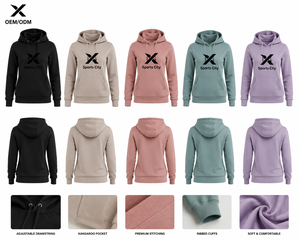 Sudadera con Capucha para Mujer X Sports City, Bordada en la Parte Delantera, con Bolsillos Tipo Canguro, Multicolor, Mezcla de Algodón y Felpa, Transpirable, Informal - Product Image 1