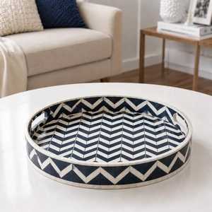 Noble Tradition Bone Inlay Luxury Handmade Serving Tray for Kitchen High-<b>End</b> Home Decor Dishwasher Safe Elegant <b>Table</b> Use - Product Image 2
