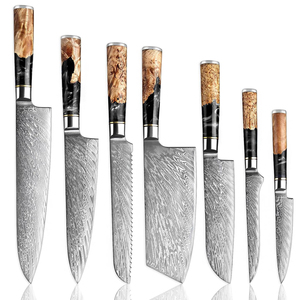 Ensemble de couteaux de chef en acier Damas avec étui en cuir, ensemble de couteaux de cuisine haut de gamme pour la cuisine à domicile, la préparation des aliments et les tâches culinaires - Product Image 3