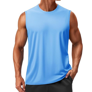Custom Men Sleeveless Vest Pure Cotton High Street Retro Loose Shoulder Casual T Shirt Top - Product Image 3