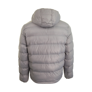 <b>Men's</b> Gray Hooded Puffer <b>Jacket</b> <b>Lightweight</b> Insulated Winter Outerwear with Zipper Closure Casual Style - Product Image 2