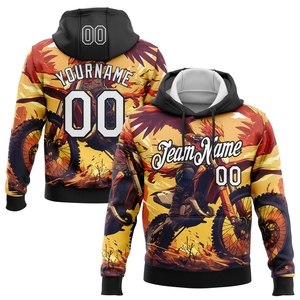 เสื้อฮู้ดดี้แบบสวมหัวสำหรับมอเตอร์ไซค์วิบาก 3 มิติ สีเหลือง ขาว-ดำ แบบสั่งทำจากโรงงาน OMMIZ INDUSTRY ขายส่ง - Product Image 1