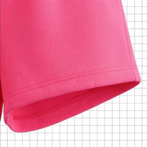 Ensemble sweat à capuche et short rose pour femme, coupe décontractée, au-dessus du genou, couleur unie, en polaire, 2 pièces, tenue printemps-été - Product Image 6