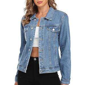 Respirant extérieur véritable DENIM veste Streetwear en gros classique Denim manteau femmes basique veste à manches longues veste pour les femmes - Product Image 3
