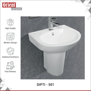 Proveedor al por Mayor de Excelente Calidad que Vende Lavabo de Cerámica Blanco Moderno de Lujo con Pedestal, Lavabo de Pared de Alto Estándar - Product Image 2