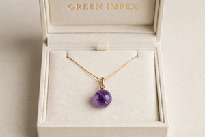 Collier pendentif en améthyste naturelle et zircon, pierre précieuse ronde de 16 mm, laiton plaqué or, argent, or rose, bijoux cadeau - Product Image 3