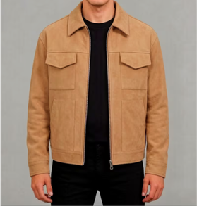 Men s Tan <b>Suede</b> Leather <b>Jacket</b> Regular Fit Single Button Closure Casual Style Autumn Wear Wholesale Men s <b>Suede</b> Leather <b>Jacket</b> - Product Image 1