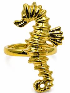 Anillo Personalizado Chapado en Rodio con Diseño Escultural de Caballito de Mar, Anillo de Cóctel con Motivo Animal, Joyería de Moda para Mujer, Lujo, Vacaciones en la Playa - Product Image 2