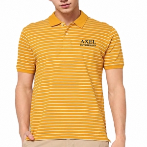 เสื้อโปโลชายลายทาง ปักโลโก้ได้ ผ้าคอตตอนผสม สำหรับกอล์ฟ ลำลอง ออกแบบ OEM พิมพ์ลายได้ตามสั่ง ระบายอากาศได้ดี - Product Image 2