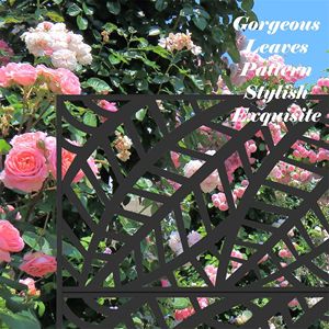 Free-Standing Indoor/Outdoor Metal Privacy <b>Screen</b> Panels <b>Leaf</b>-Shaped Decorative Divider for Patio Balcony Garden - Product Image 2