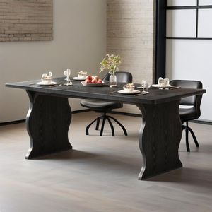 Tavolo da Pranzo Moderno Rettangolare Nero da 63 Pollici per 4-6 Persone, per Uso in Cucina - Product Image 5