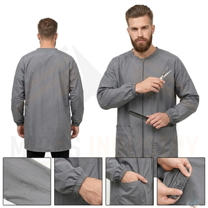 Overol de Trabajo Gris Unisex con Cierre Frontal y Bolsillos, Impermeable, Resistente al Viento, Transpirable, Uniforme de Alta Calidad para Barberos - Product Image 4
