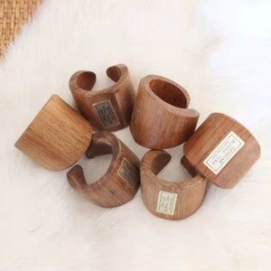 Ensemble d'anneaux de serviette en bois faits à la main, 4,5 cm, design chinois traditionnel, décoration de table durable pour mariage - Product Image 2