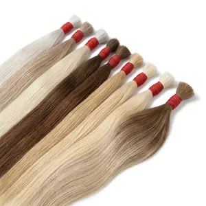 Extensiones de Cabello Humano Rubio Remy, Cabello Liso Natural en Paquetes, Textura Suave y Sedosa para Tejer Pelucas - Product Image 6