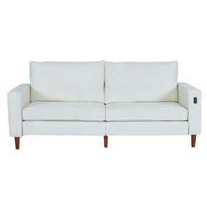 Sofá Seccional Moderno de Corduroy Blanco con Interfaz USB para Sala de Estar u Oficina - Product Image 5