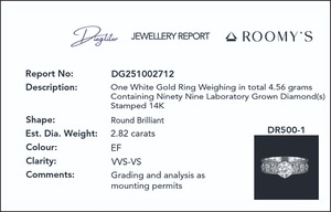 Bague en diamant de luxe de qualité supérieure, 99 diamants taille brillant, finition plaquée or blanc 14 carats, certifiée IGI, pour fiançailles, spéciale - Product Image 2
