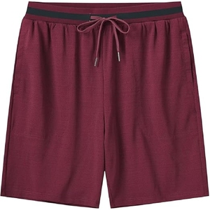 Unisex <b>Maroon</b> Short Sleeve T-Shirt Crew Neck Solid Color Casual Summer Breathable Lightweight Polyester Shorts Set - Product Image 4