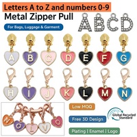 Tirette de fermeture éclair en émail coloré avec pendentif lettre initiale en diamant, tête de fermeture éclair, curseur de fermeture éclair pour sac à main, sac à bandoulière, accessoires vestimentaires