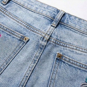 Heavy <b>Work</b> Casual Denim Shorts Colorful Floral Embroidery Womens Summer Loose <b>Jeans</b> Best Quality Customized Color Fits - Product Image 5