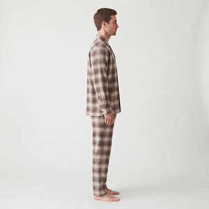 Conjunto de Pijama de Franela para Hombre, Manga Larga, Cuello Alto, Cierre de Botones, 100% Algodón, Ropa de Invierno, Estilo Holgado y Oversize - Product Image 3