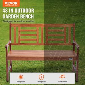 Panca da Esterno in Legno da 48 Pollici con Schienale e Braccioli, Panca da Giardino e Parco per Esterni, Capacità di Carico 700 Libbre, Panche da Patio - Product Image 2